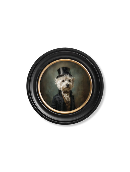 Lord Westly Whitetail – Gentleman Westie Oxford Round Frame styled view – Leya Buster Interiors