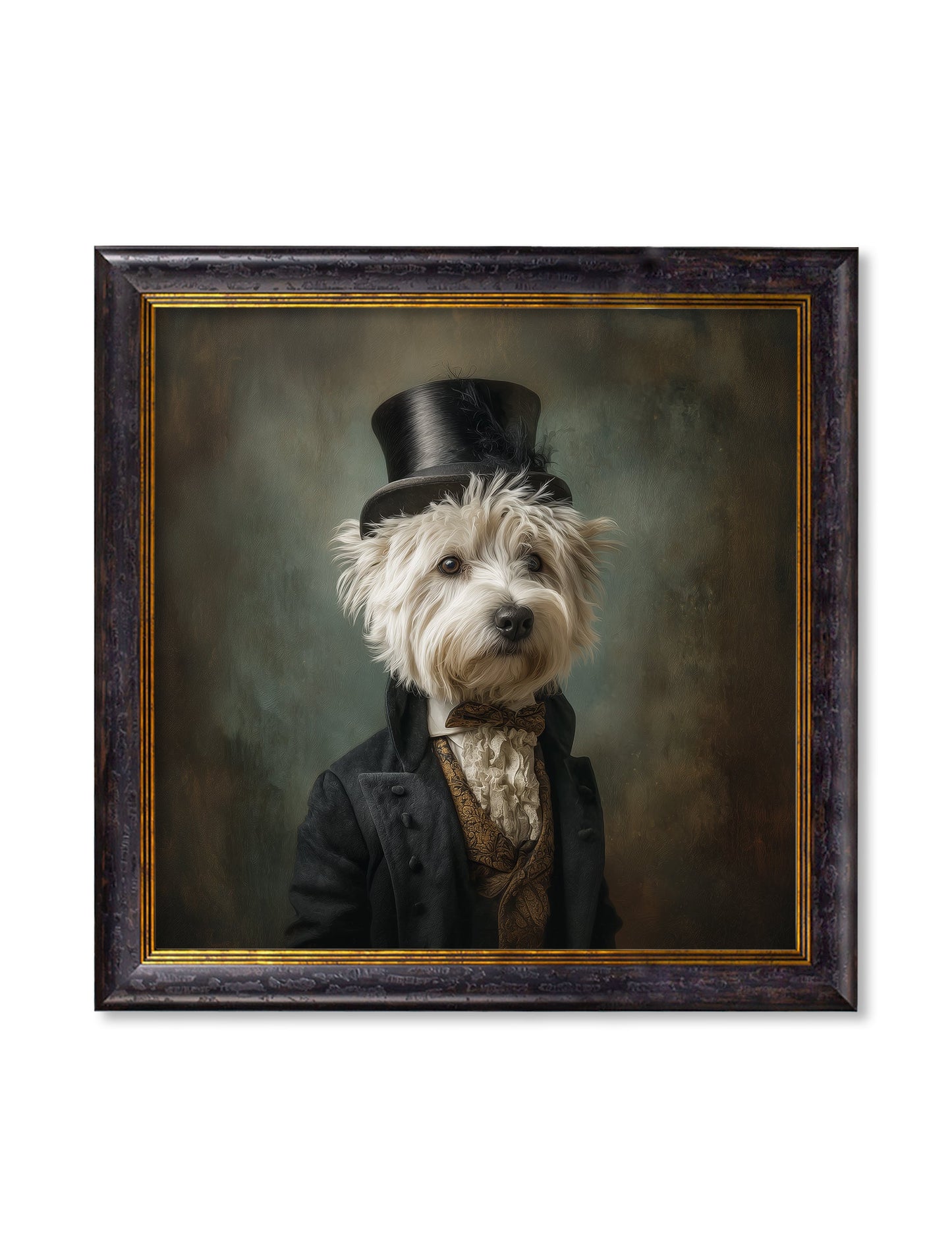 Lord Westly Whitetail – Gentleman Westie Oxford Square Frame detail – Leya Buster Interiors