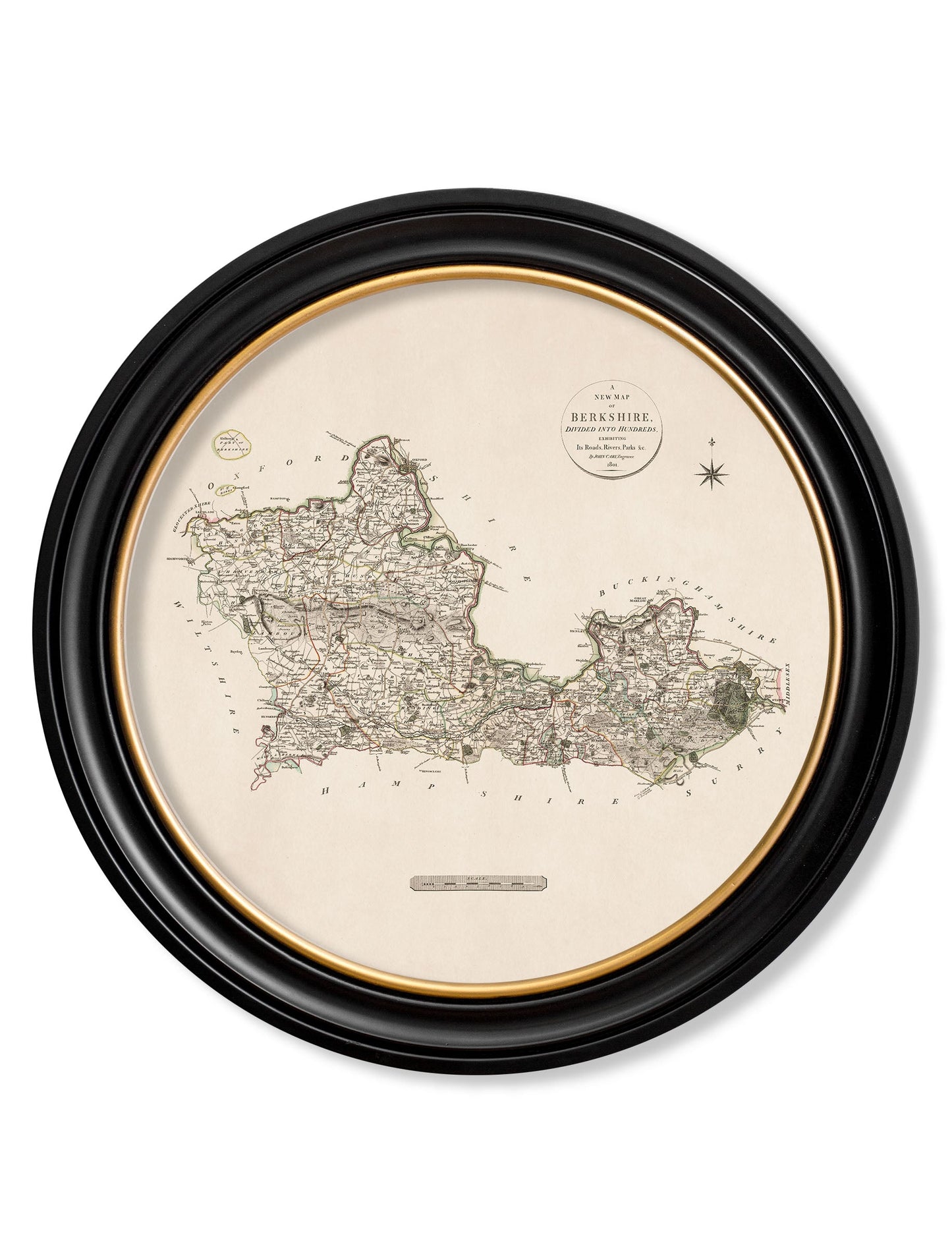 c.1806 County Maps of England – Round styled view – Leya Buster Interiors