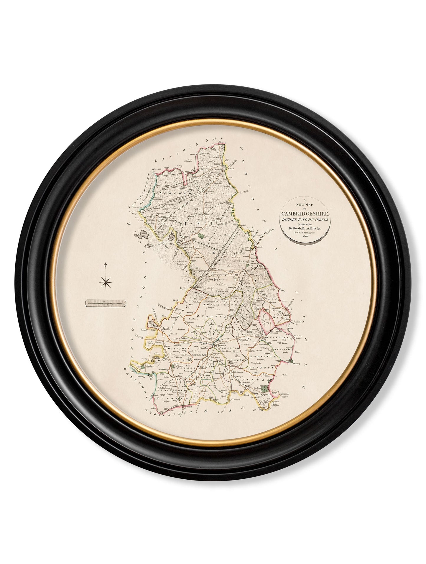 c.1806 County Maps of England – Round styled view – Leya Buster Interiors