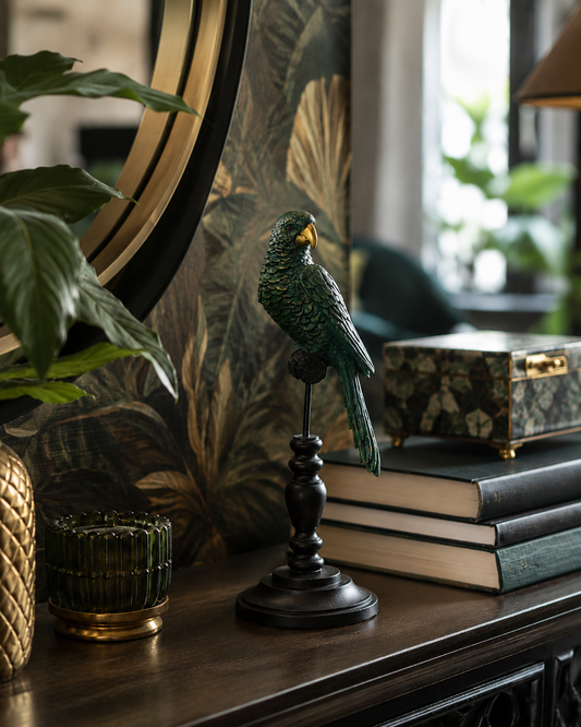 Large Tropical Parrot Tabletop Decoration on Perch