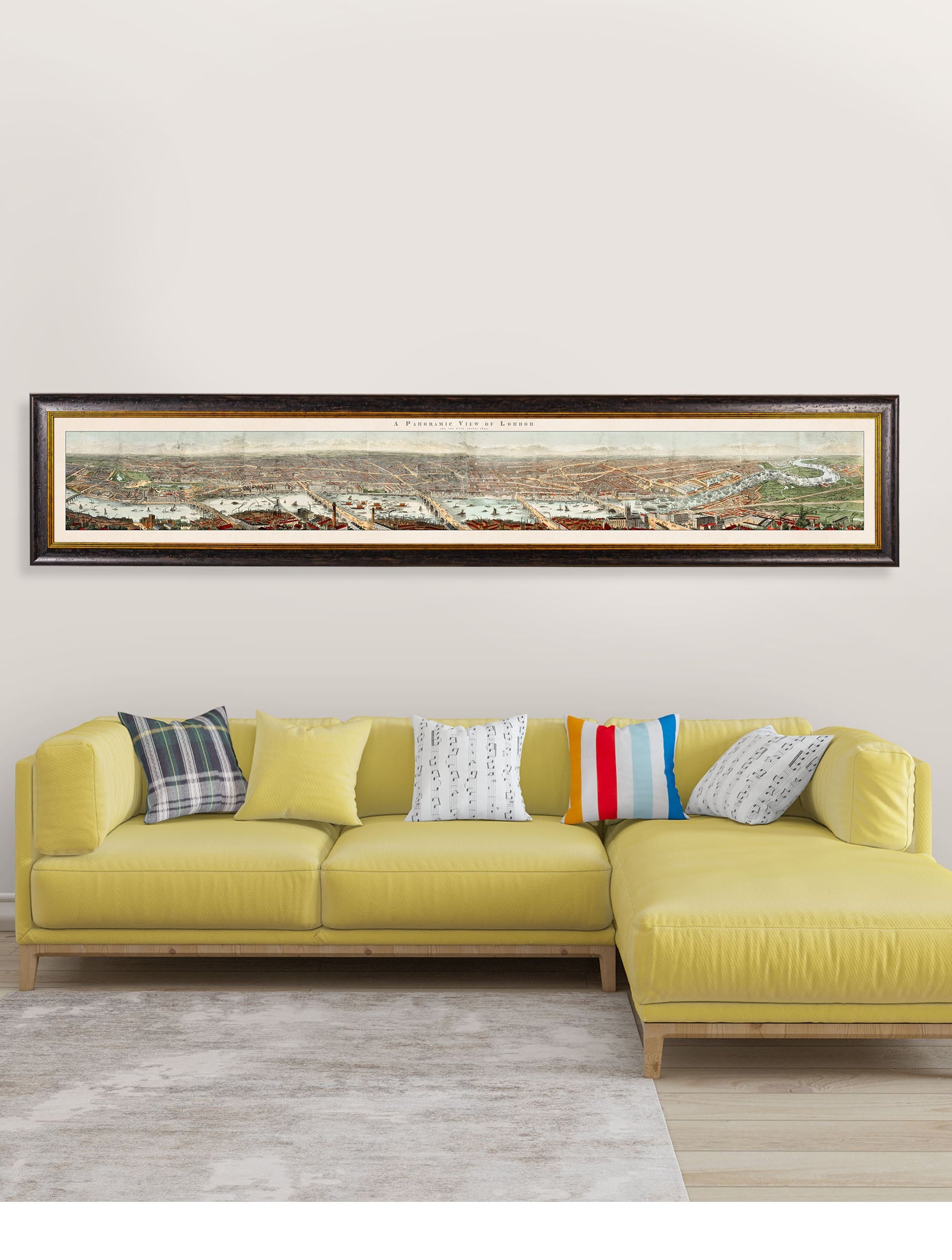 c.1845 Panoramic View of London and the River Thames – framed wall art at Leya Buster Interiors