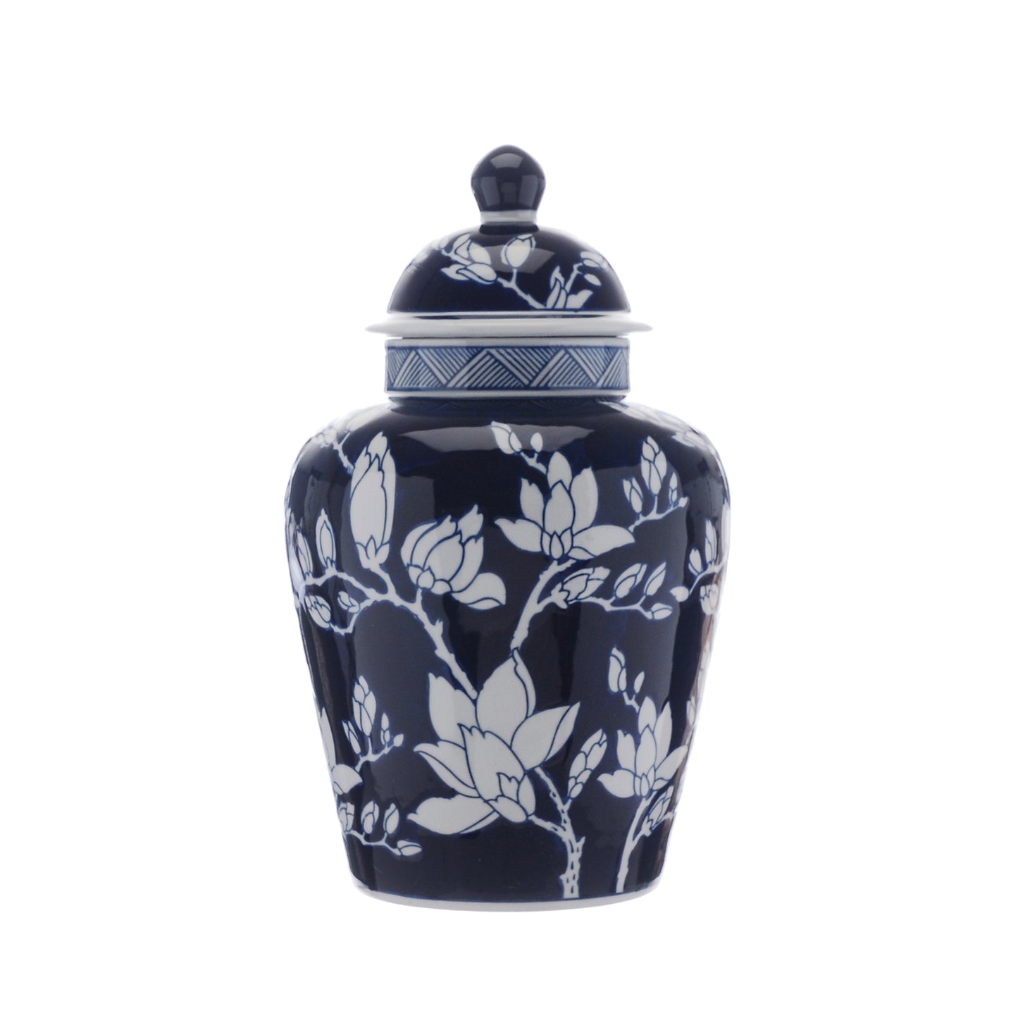 Blue Magnolia Ginger Jar styled view – Leya Buster Interiors