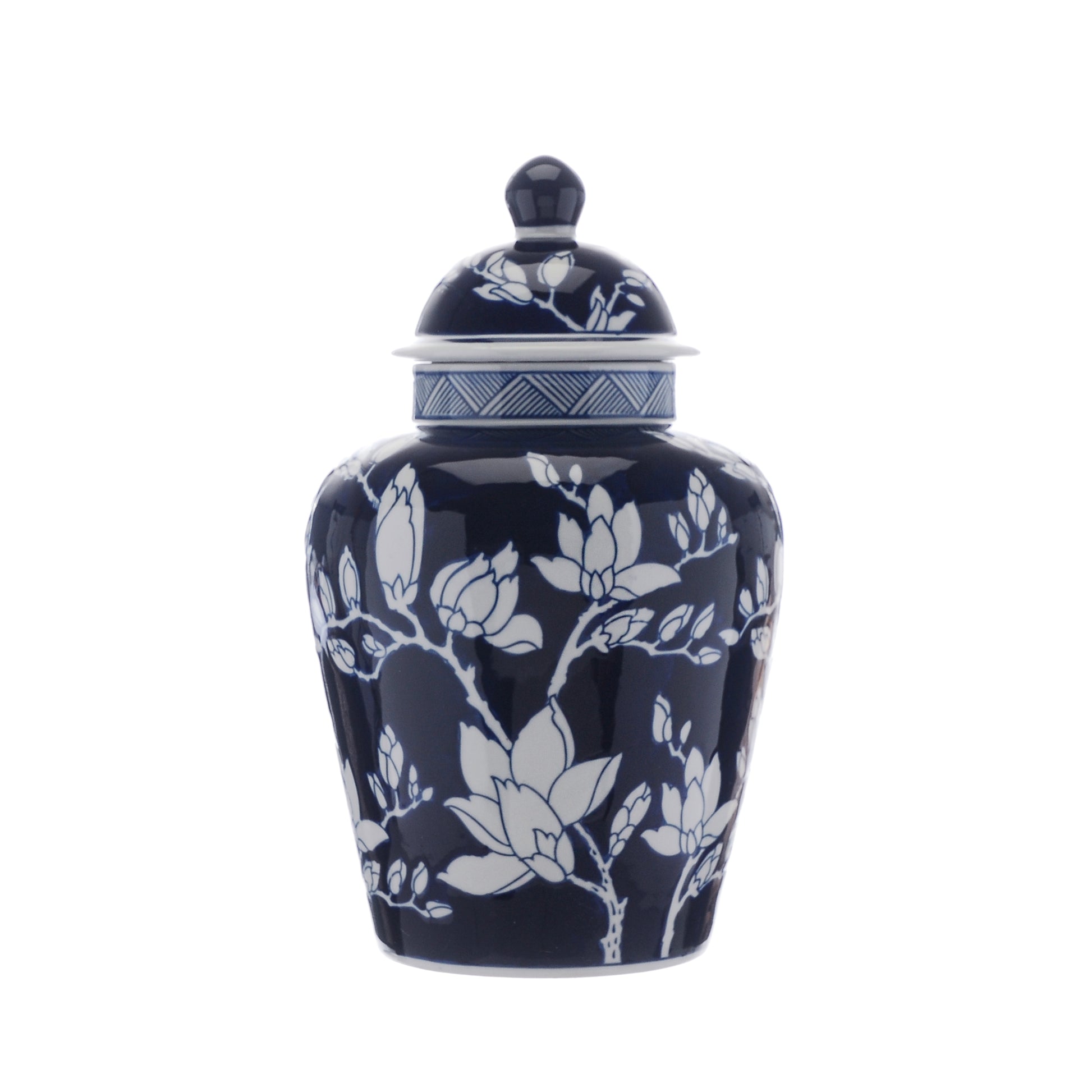 Blue Magnolia Ginger Jar styled view – Leya Buster Interiors