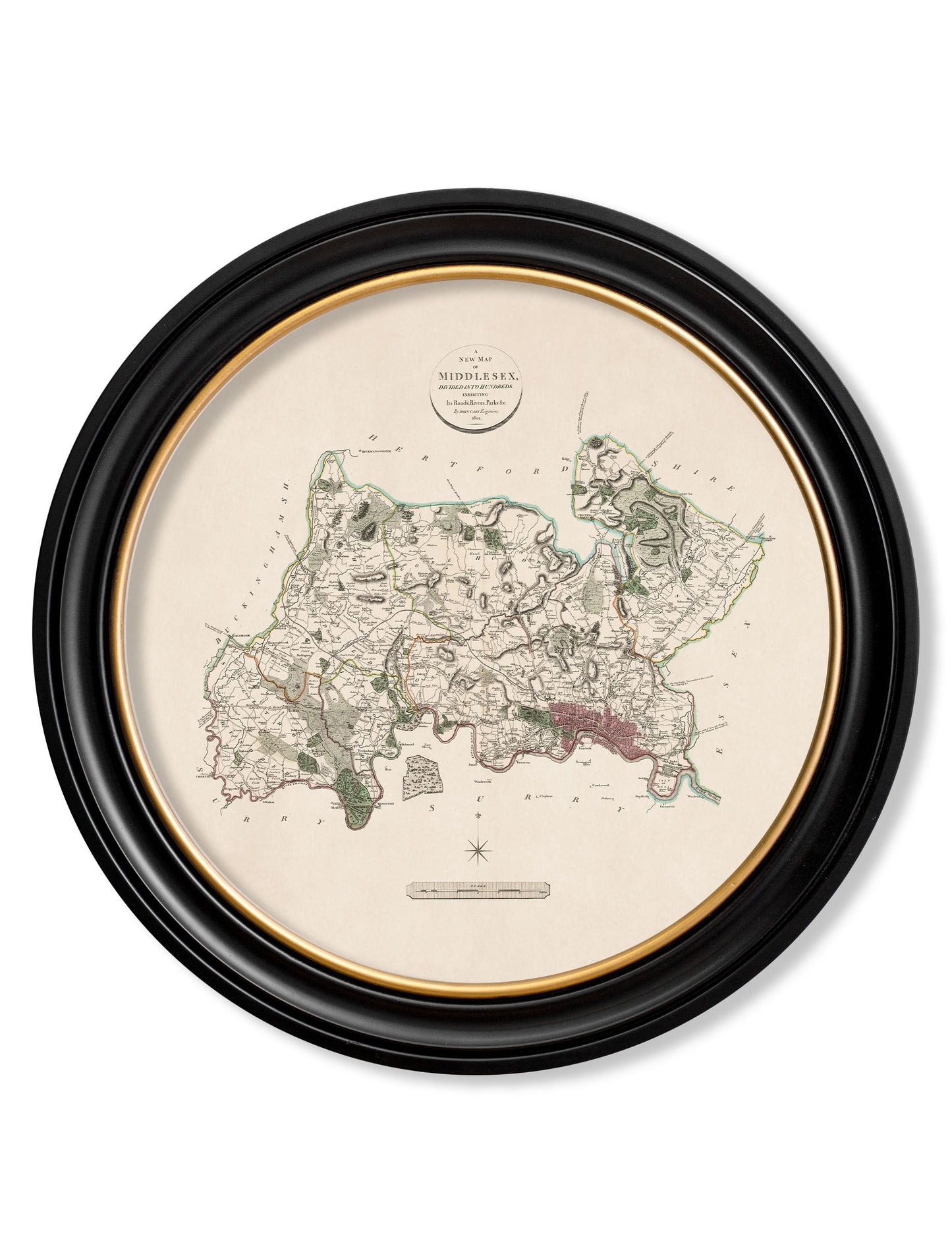 c.1806 County Maps of England – Round styled view – Leya Buster Interiors
