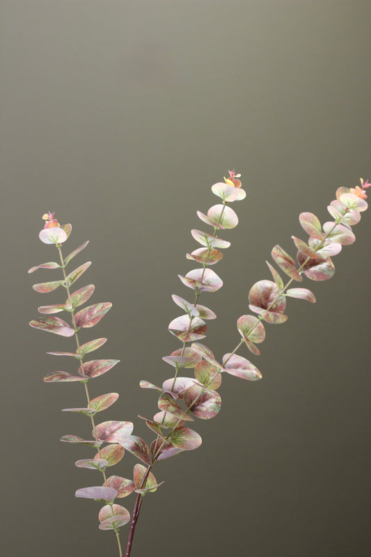 Olive & Umber Eucalyptus Stem faux foliage in muted olive and warm brown tones