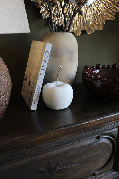 White decorative apple home accessory in a quartz-white finish