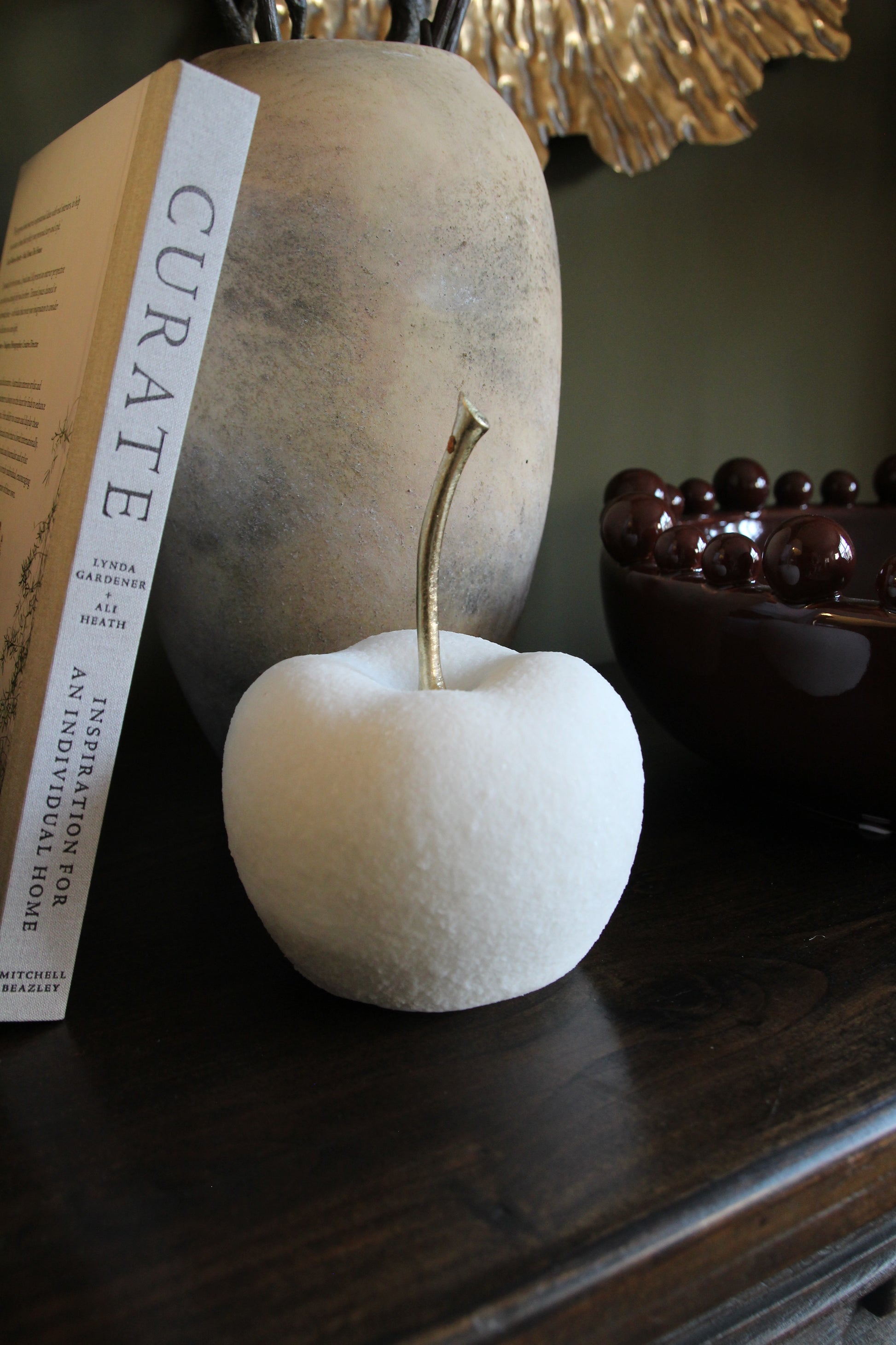 Quartz White Decorative Apple for tabletop styling