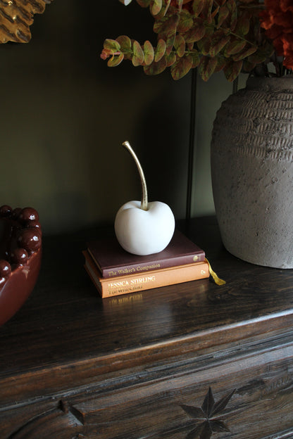 Quartz White Decorative Apple ornament for layered interior styling