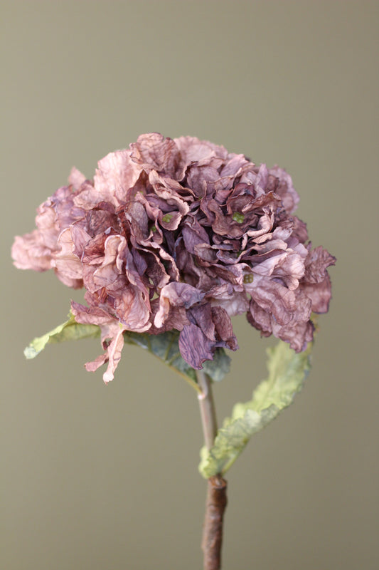 Rustic Hydrangea Stem – Mocha faux hydrangea with a full warm brown flower head