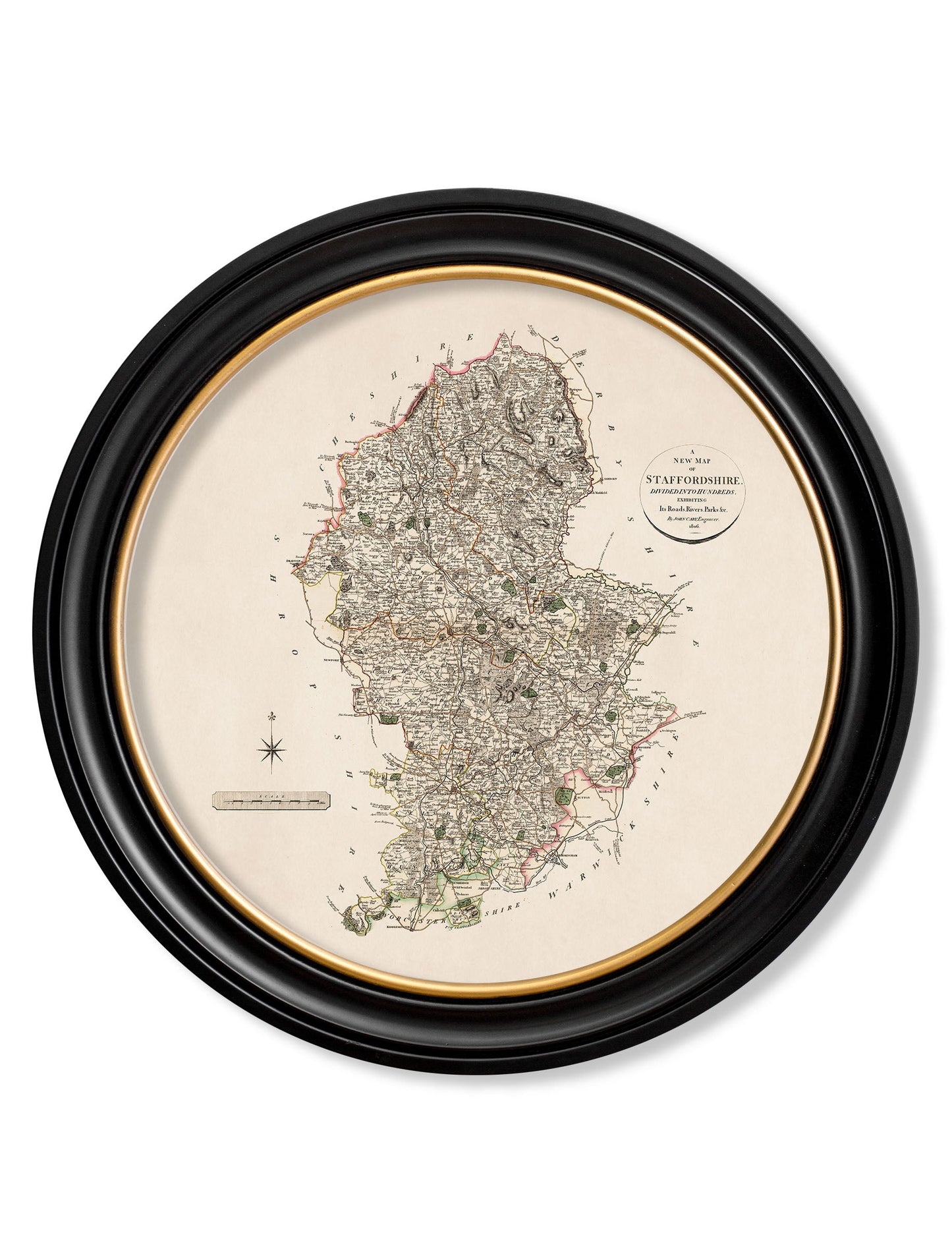 c.1806 County Maps of England – Round styled view – Leya Buster Interiors