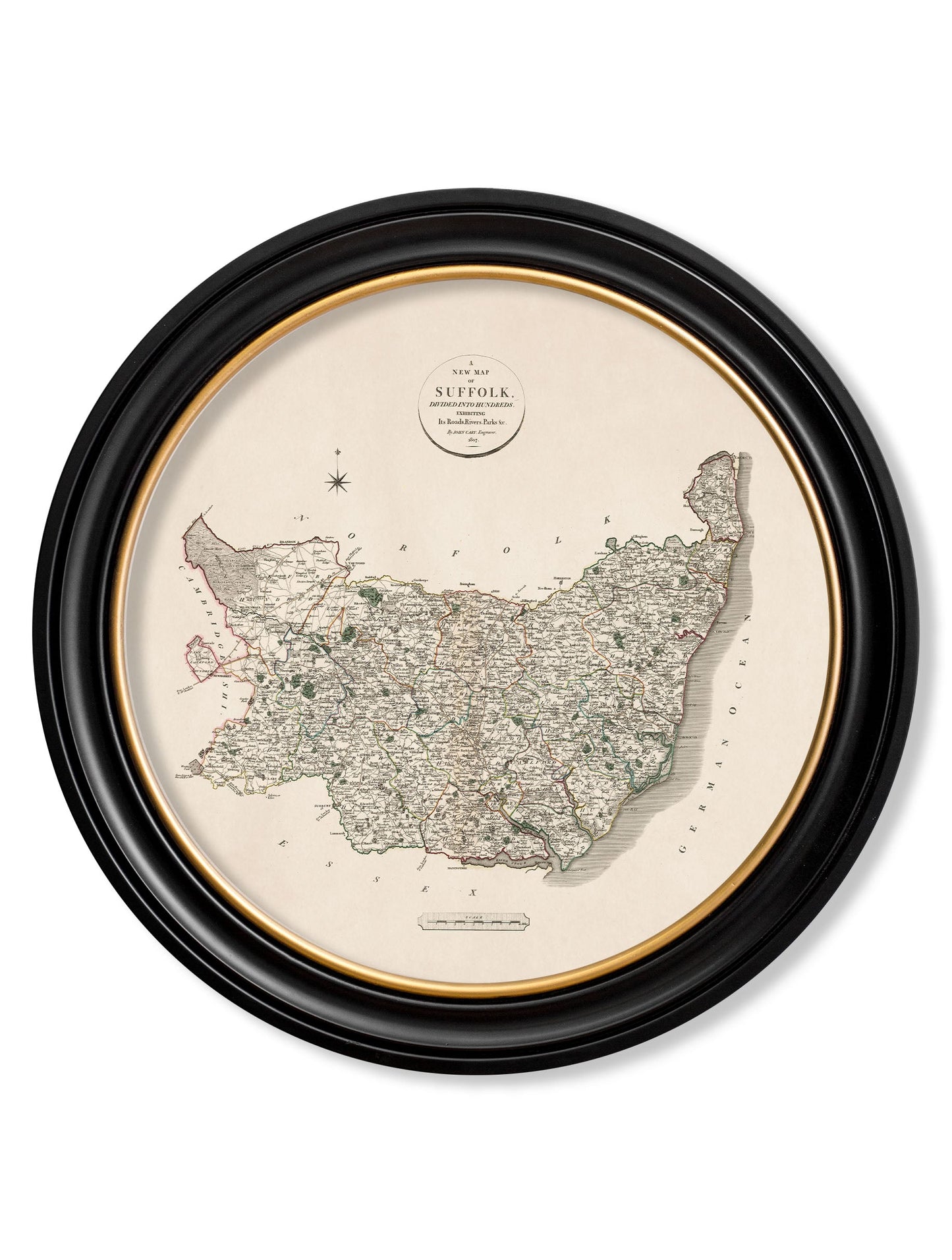 c.1806 County Maps of England – Round styled view – Leya Buster Interiors