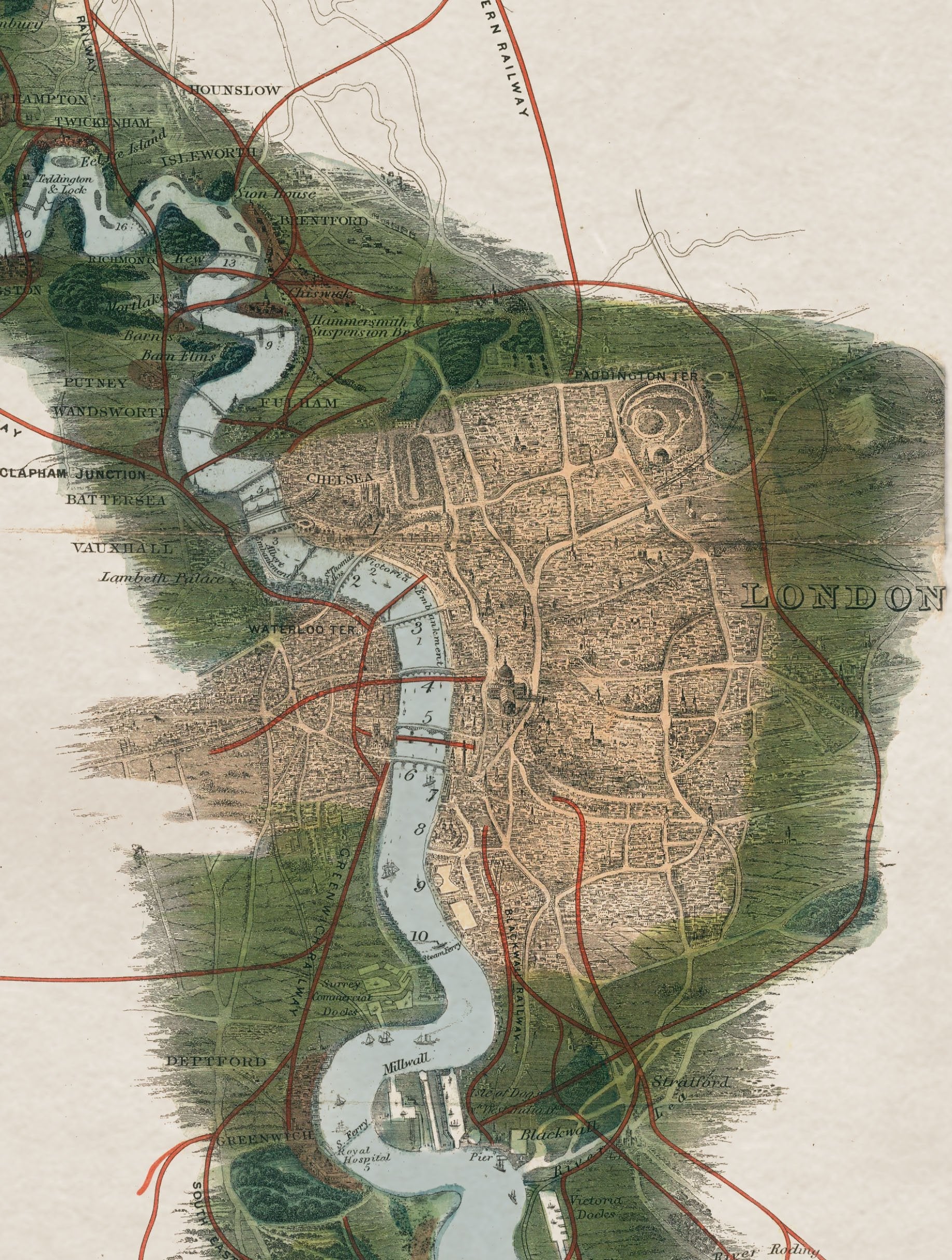 c.1834 Panoramic Map of the River Thames styled view – Leya Buster Interiors