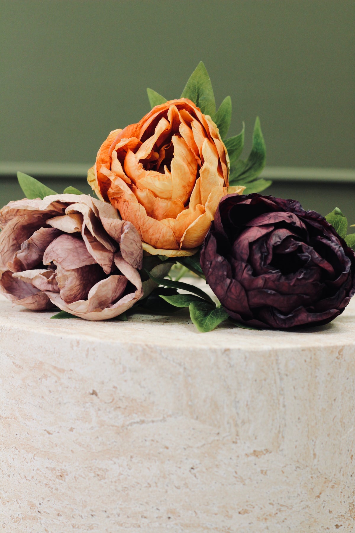 Vintage Peony Bud Stem – Dusty Mauve close view for seasonal vase styling