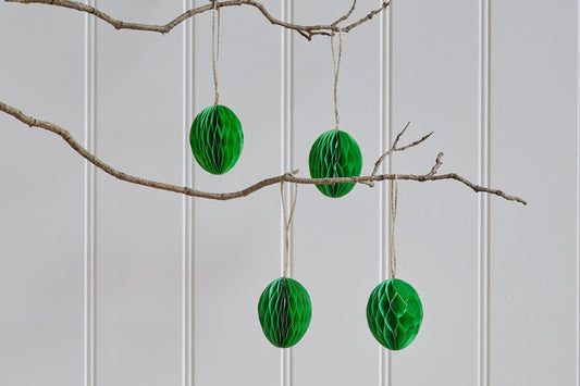 Green Hanging Paper Easter Eggs - Set Of 4